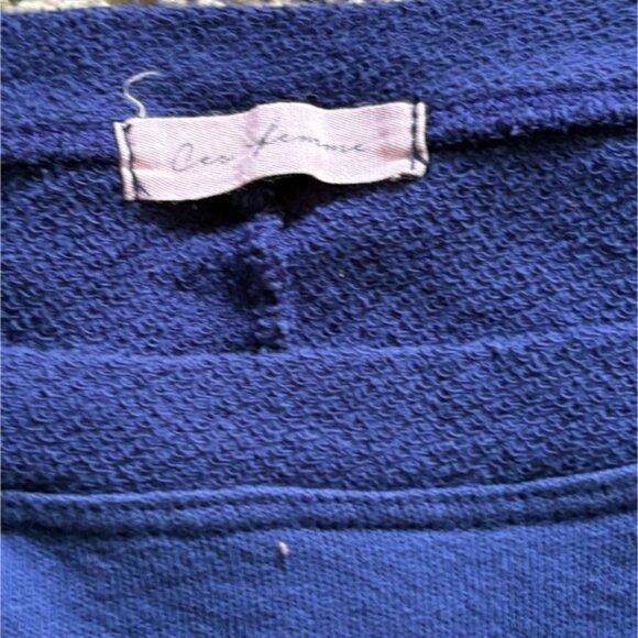 Ces Femme Short Sleeve Sweatshirt With Elastic Bottom-Blue-Large-GUC - Picture 4 of 6